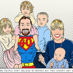 Occasions spéciales Portrait de famille / Style POP ART / Portrait personnalisé et arrière-plan personnalisé / Pour une utilisation numérique et une impression personnelle