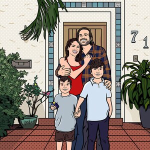 Custom Family Gift Portrait  / Full Body / in the POP ART style / Custom Portrait & Custom Background / For Digital Use and Personal Print