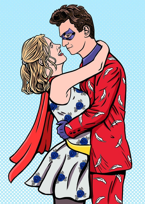 Kissing Superhero Couple Portrait in the POP ART Style Roy Lichtenstein  Style for Digital Use and Personal Print Custom Portrait - Etsy