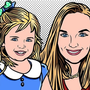 Portrait de la fête des mères / Style POP ART / Portrait personnalisé et arrière-plan personnalisé / Pour usage numérique et impression personnelle