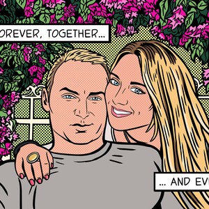 Couple Gift / Gift for Couple / POP ART style / Custom Portrait & Custom Background / For Digital Use and Personal Print