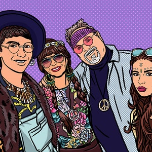 Father&#39;s Day Gift Portrait/Custom Family Gift Portrait /POP ART Style/Custom Portrait & Custom Background/For Digital Use and Personal Print