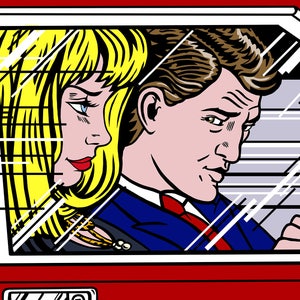 Couple Portrait & Car Background / POP ART style / Roy Lichtenstein Style / For Digital Use and Personal Print / Personalized Portrait