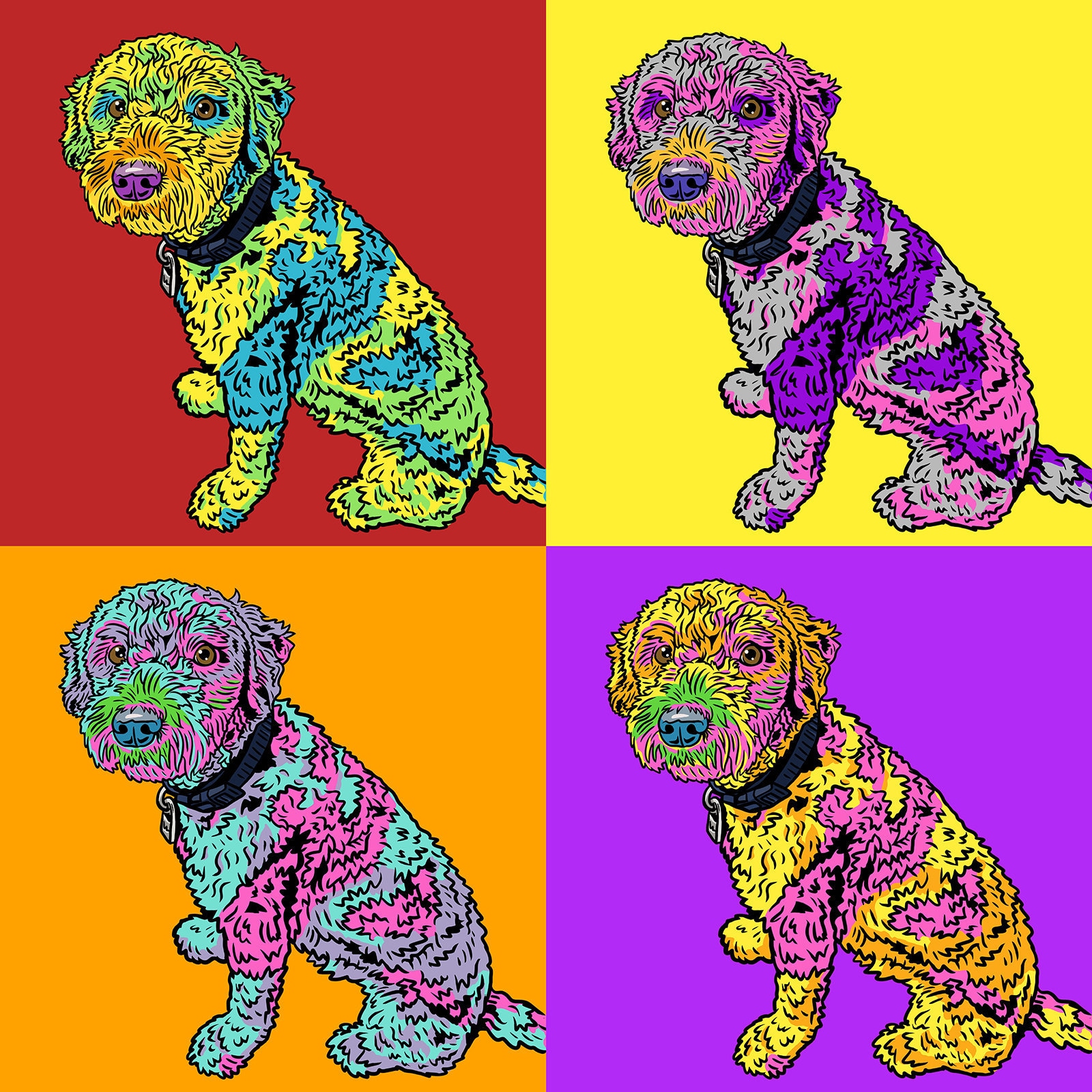 Custom POP ART Dog Portrait Illustration Andy Warhol Style Etsy UK