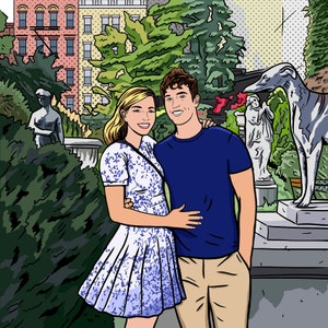 Full body Couple Portrait / Full Body Custom portrait in the POP ART style / EXPANDED Background /For Digital Use and Personal Print