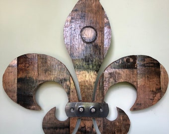 Custom Kentucky Bourbon Barrel Fleur de Lis Wall Hanging.