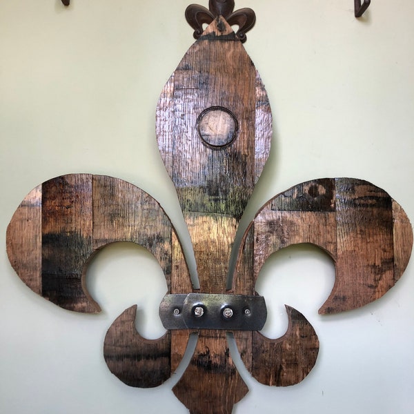 Custom Kentucky Bourbon Barrel Fleur de Lis Wall Hanging.