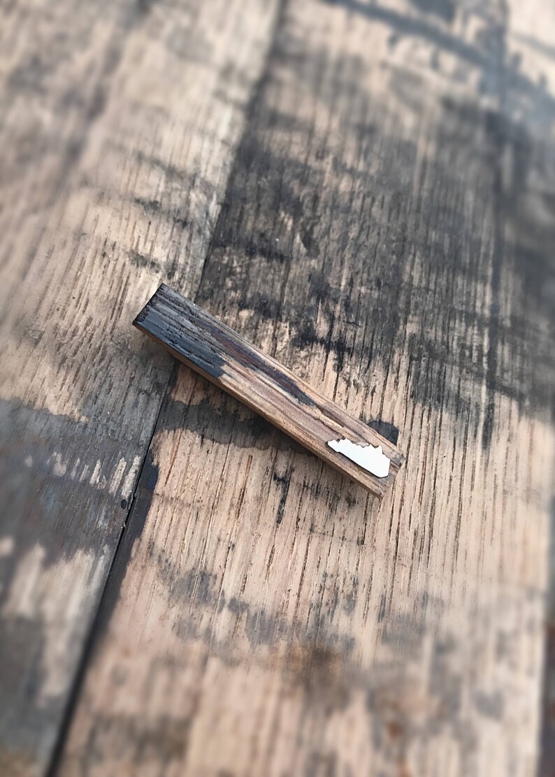 Kentucky Bourbon Barrel Tie Bar Clip Made from White Oak Bourbon Barrel