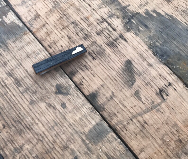 Kentucky Bourbon Barrel Tie Bar Clip Made from White Oak Bourbon Barrel