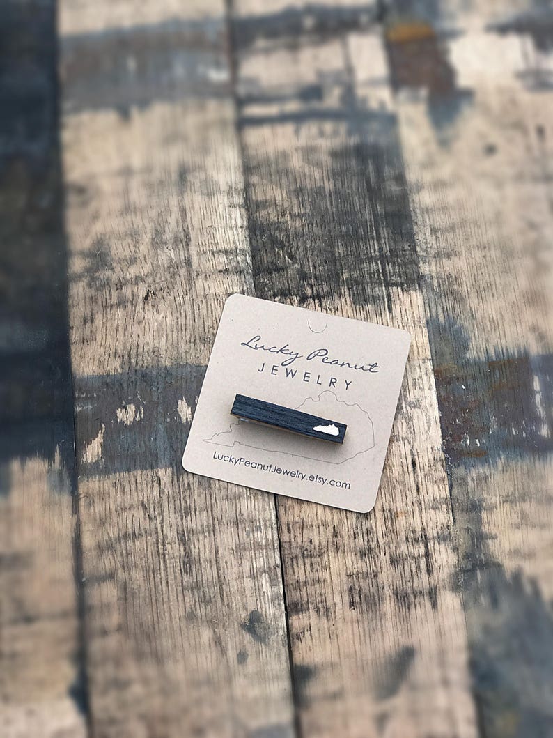 Kentucky Bourbon Barrel Tie Bar Clip Made from White Oak Bourbon Barrel
