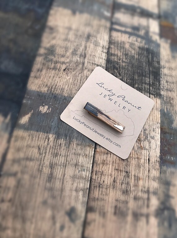 Kentucky Bourbon Barrel Tie Bar Clip Made from White Oak Bourbon Barrel