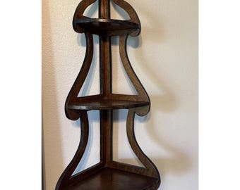Estante esquinero decorativo de madera de 3 niveles para montaje en pared, 20 pulgadas, estilo vintage.