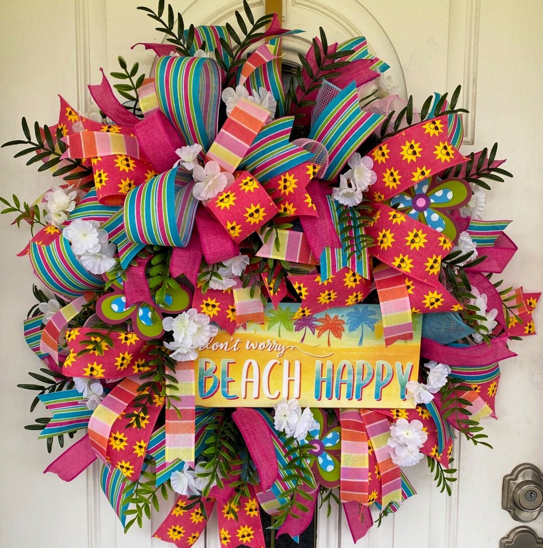 Beach Wreath for Front Door, Indoor Outdoor Wreath, Extra Large Wreath, Summer Wreath, Spring
