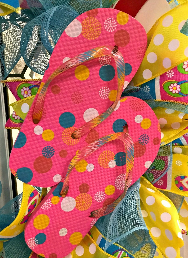 Summer Wreath Beach Wreath Door Wreath Mesh Wreath Flip Flop Wreath Indoor Wreath Welcome Wreath Spring Wreath Outdoor Wreath