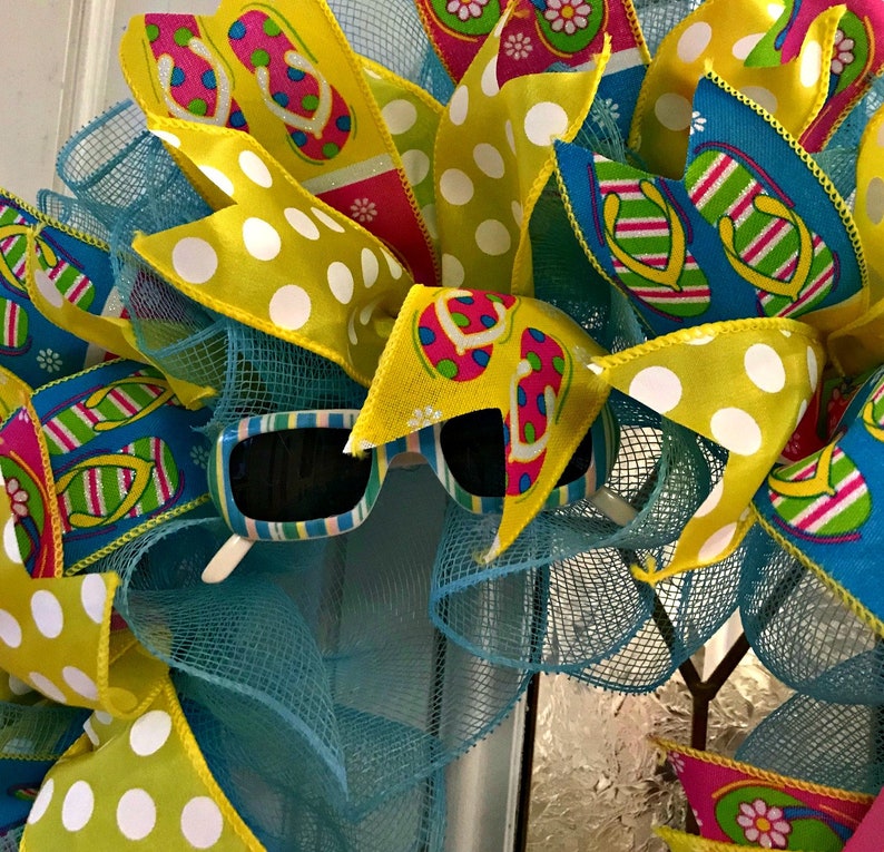 Summer Wreath Beach Wreath Door Wreath Mesh Wreath Flip Flop Wreath Indoor Wreath Welcome Wreath Spring Wreath Outdoor Wreath
