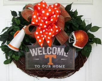 Tennesse Volunteers Wreath, University of Tennesse Wreath, Volunteers Wreath, UT Wreath, Mesh Wreath, Football Wreath, College Wreath