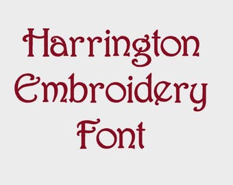 Harrington Embroidery Font in Multiple formats, 1/2", 1", 2" & 3" (Upper and Lower case + numbers) - INSTANT DOWNLOAD - Item #1119