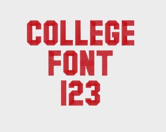 College Embroidery Machine Font, 1", 2", & 3" sizes (upper case and numbers) - INSTANT DOWNLOAD - Item #1043