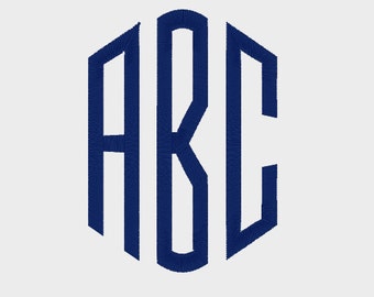 Classic 3 Letter Diamond Monogram Embroidery Machine Font (3", 4" & 5" sizes) in multiple file formats - INSTANT DOWNLOAD - Item # 1069