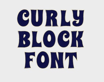Curly Block Monogram Embroidery Machine Font in Multiple file formats (1", 2" & 3" sizes) - INSTANT DOWNLOAD - Item #1038