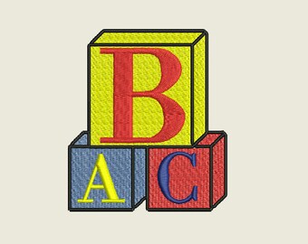 Toy Block Monogram Embroidery Machine Design (Including Font) in multiple file formats to fit 4" x 4" hoop - INSTANT DOWNLOAD - Item # 6001