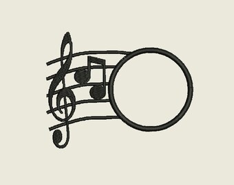 Music Monogram Border embroidery file to fit 4x4 frame (Font NOT included) - INSTANT DOWNLOAD - Item # 2039