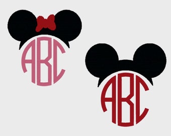 Mickey and Minnie Mouse Monogram Toppers embroidery file in 3 sizes (Font NOT included) - INSTANT DOWNLOAD - Item # 2033