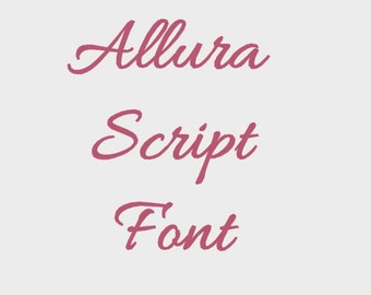 Allura Script Embroidery Machine Font in 4 sizes (0.5", 1", 2" & 3") upper and lower case + numbers - INSTANT DOWNLOAD - Item #1095