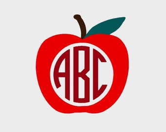Apple Monogram Border embroidery file in 3 sizes (Font NOT included) - INSTANT DOWNLOAD - Item # 2051