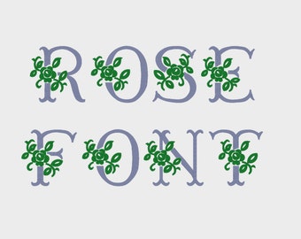 Antique Rose Machine Embroidery Font, 1
