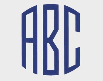 3 Letter Rounded Monogram Embroidery Machine Font in multiple file formats in 3 sizes (3", 4", 5") - INSTANT DOWNLOAD - Item # 1097