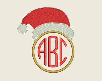 Santa Claus Hat Monogram Border embroidery file (Fill and Applique) in 3 sizes (Font NOT included) - INSTANT DOWNLOAD - Item # 2016