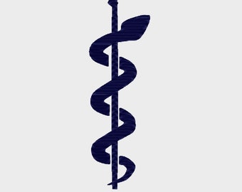 Doctor Staff-of-Asclepius Medical Symbol embroidery file in Multiple formats in 4 sizes - INSTANT DOWNLOAD - Item # 2070