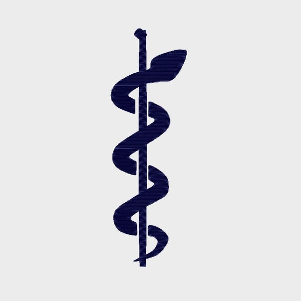 Doctor Staff-of-Asclepius Medical Symbol embroidery file in Multiple formats in 4 sizes - INSTANT DOWNLOAD - Item # 2070