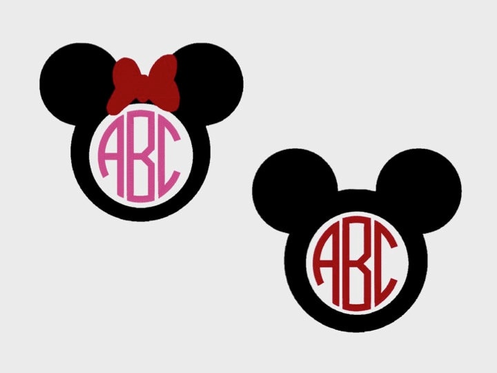 Mickey and Minnie Mouse Monogram Border Embroidery Files to Fit 4