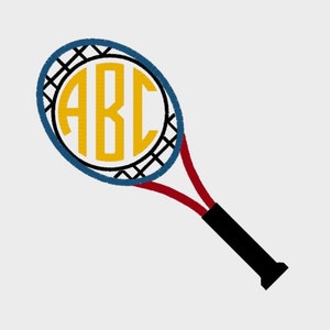 Tennis Racket Monogram Border embroidery file in 5 sizes (Font NOT included) - INSTANT DOWNLOAD - Item # 2069