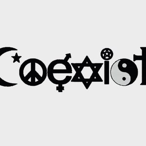 Coexist Sign maskinbroderifil - (5,0" x 1,4") i flera filformat för de flesta maskiner - DIREKT NEDLADDNING - Artikelnummer 8008