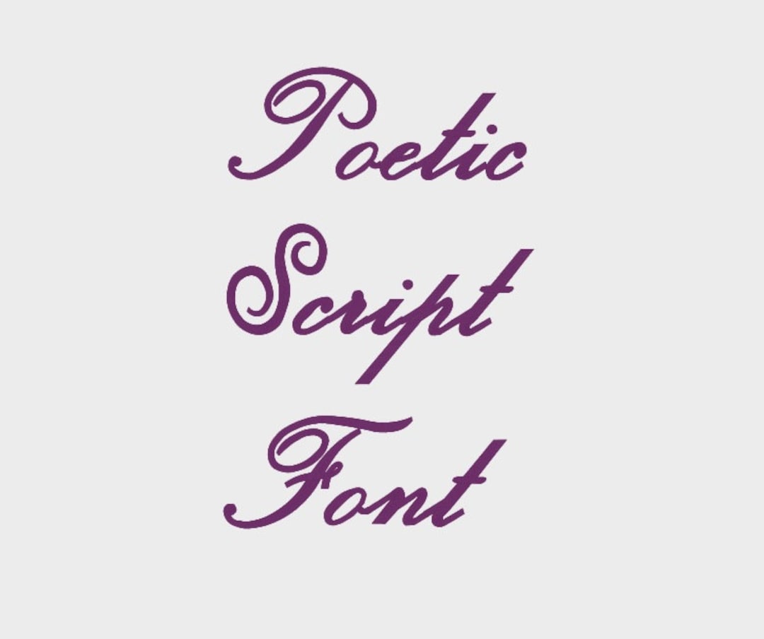 Poetic Script Embroidery Machine Font in 5 Sizes (0.5