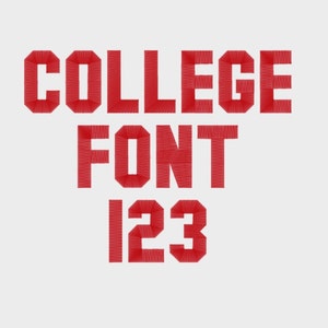 College Embroidery Machine Font, 1", 2", & 3" sizes (upper case and numbers) - INSTANT DOWNLOAD - Item #1043