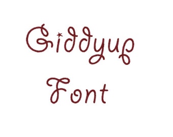 Giddyup Embroidery Machine Font in Multiple file formats (1", 2" & 3" sizes, upper and lower case + numbers) - INSTANT DOWNLOAD - Item #1039