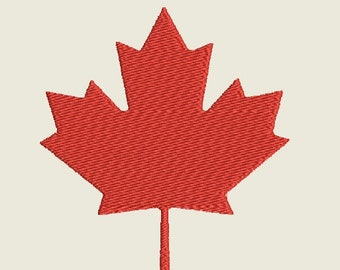 Canadian Maple Leaf Embroidery file in 6 sizes and Multiple file formats for most machines - INSTANT DOWNLOAD -  Item # 5009