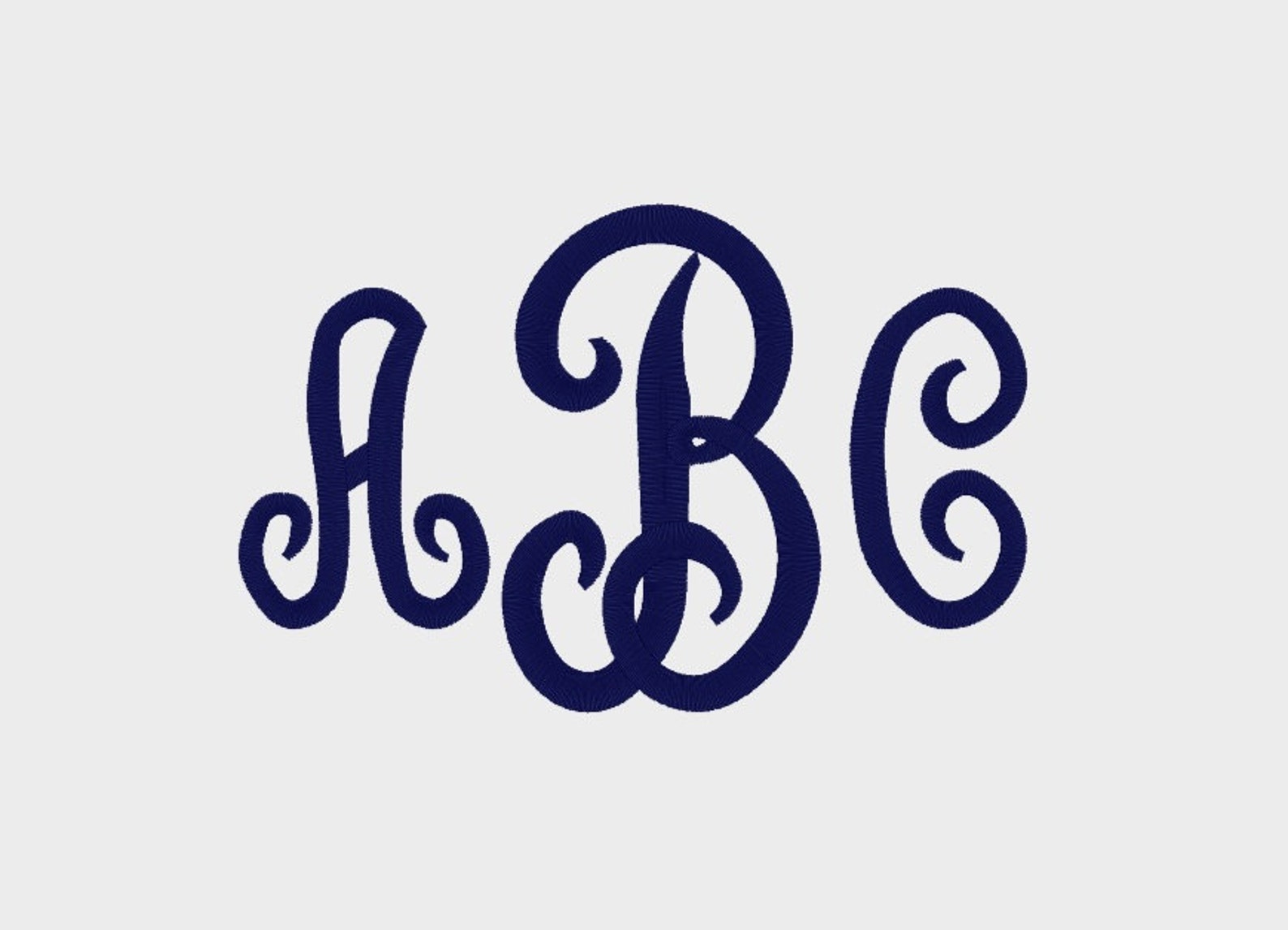 3 Letter Upright Script Monogram Embroidery Machine Font in 5 Sizes (1 ...
