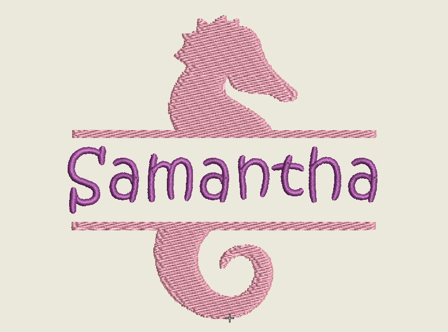 Split Sea Horse split monogram Design Embroidery File (3.8" x 3.8") - INSTANT DOWNLOAD - Item #2007