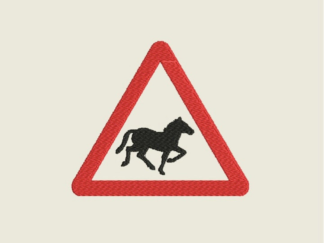 Horse Road Sign Machine Embroidery File to Fit 4x4 Hoop in Multiple