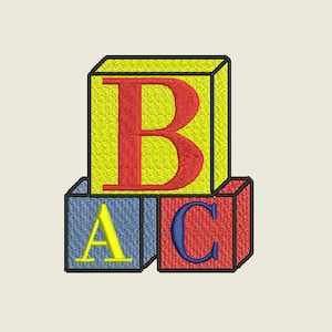 Toy Block Monogram Embroidery Machine Design (Including Font) in multiple file formats to fit 4" x 4" hoop - INSTANT DOWNLOAD - Item # 6001