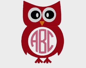 Owl Monogram border embroidery files in 2 sizes to fit 4x4 and 5x7 frames (Font NOT included) - INSTANT DOWNLOAD - Item # 2036