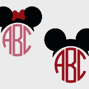 Mickey and Minnie Mouse Monogram Toppers embroidery file in 3 sizes (Font NOT included) - INSTANT DOWNLOAD - Item # 2033