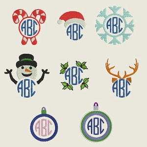 Set of 8 Christmas Themed Monograms each sized to fit 4x4 frame (FONT NOT INCLUDED) - Instant Download -  Item # 2018
