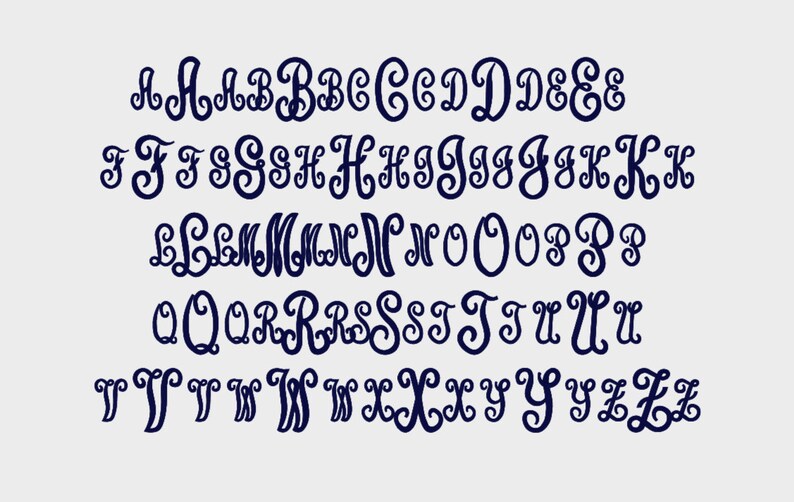 3 Letter Upright Script Monogram Embroidery Machine Font in 5 Sizes (1 ...