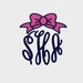 Bow Monogram Topper Embroidery file in 3 sizes in Multiple file formats for most machines - INSTANT DOWNLOAD -  Item #2000 